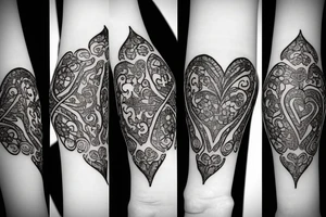 ornamental filigree forearm tattoo with heart in the center tattoo idea