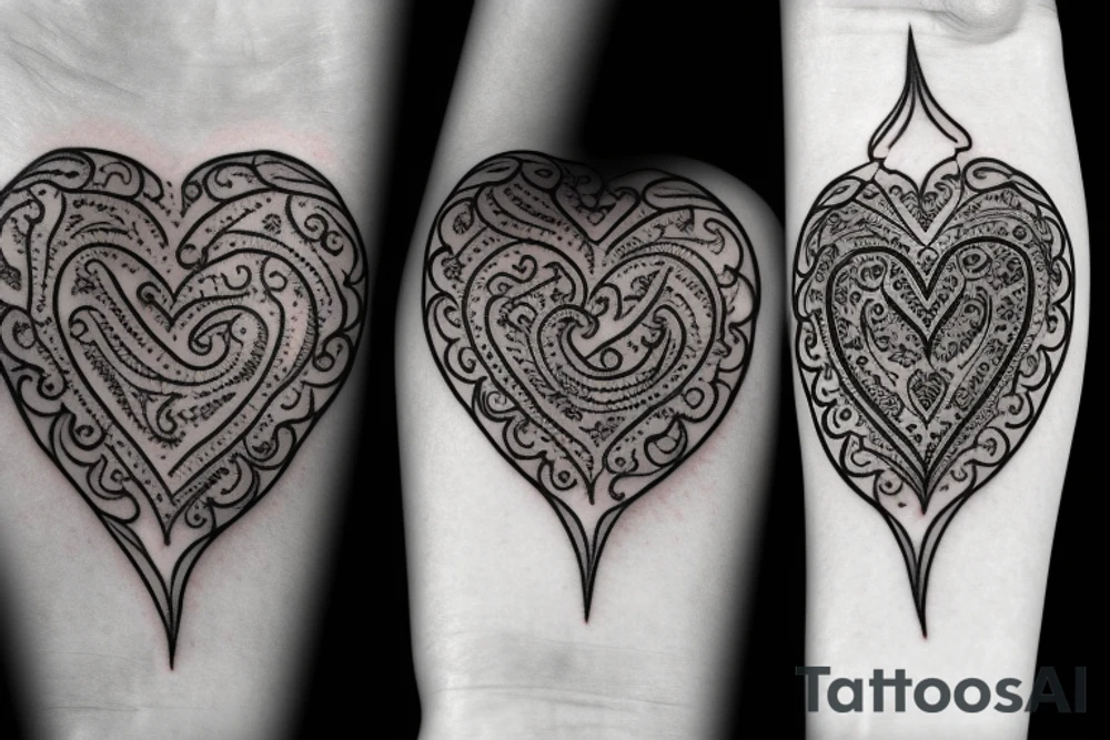 ornamental filigree forearm tattoo with heart in the center tattoo idea