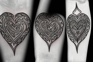 ornamental filigree forearm tattoo with heart in the center tattoo idea
