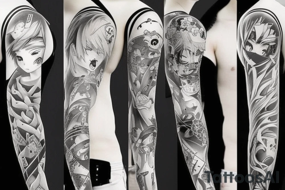 anime full sleeve tattoo idea
