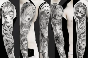 anime full sleeve tattoo idea
