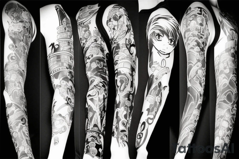 anime full sleeve tattoo idea