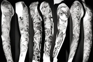 anime full sleeve tattoo idea