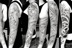 anime girls full sleeve tattoo idea