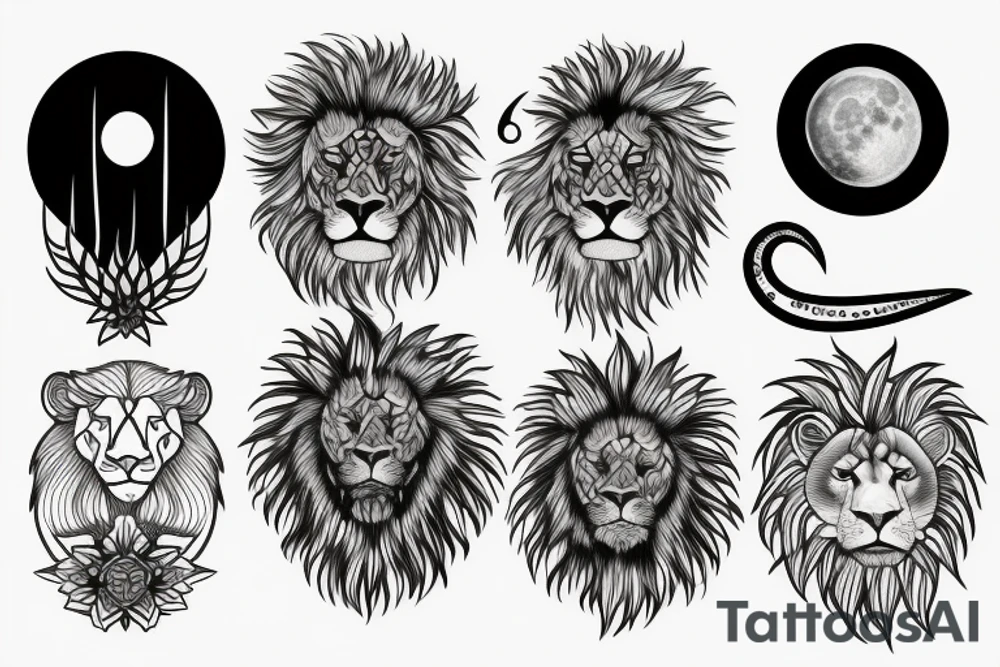 Cloud, sunshine, moon, lion tattoo idea