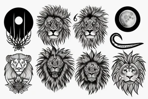 Cloud, sunshine, moon, lion tattoo idea