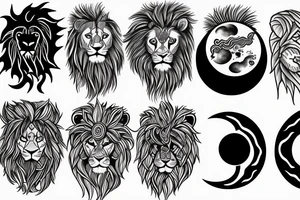 Cloud, sunshine, moon, lion tattoo idea