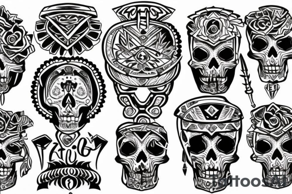 Aztec skull tattoo idea