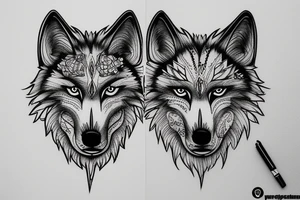 Wolf face tattoo idea