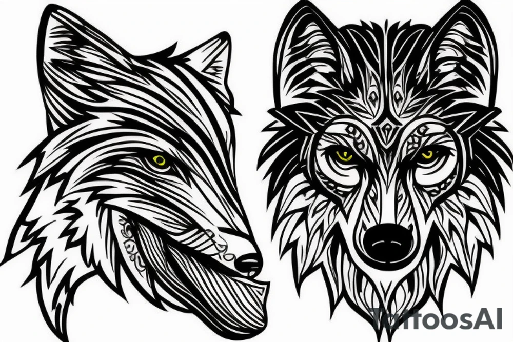 Wolf face tattoo idea