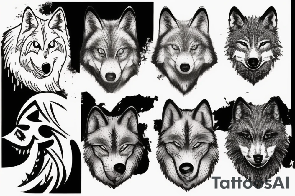 Wolf face tattoo idea