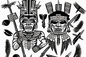 Aztec warrior holding a spear tattoo idea