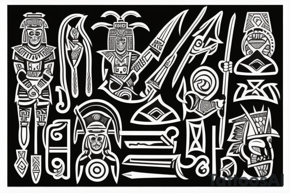 Aztec warrior holding a spear tattoo idea