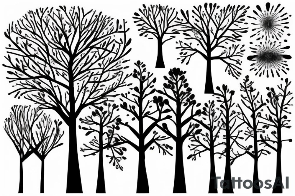 rays of light shining through a tree tattoo idea