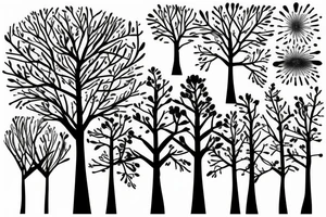 rays of light shining through a tree tattoo idea