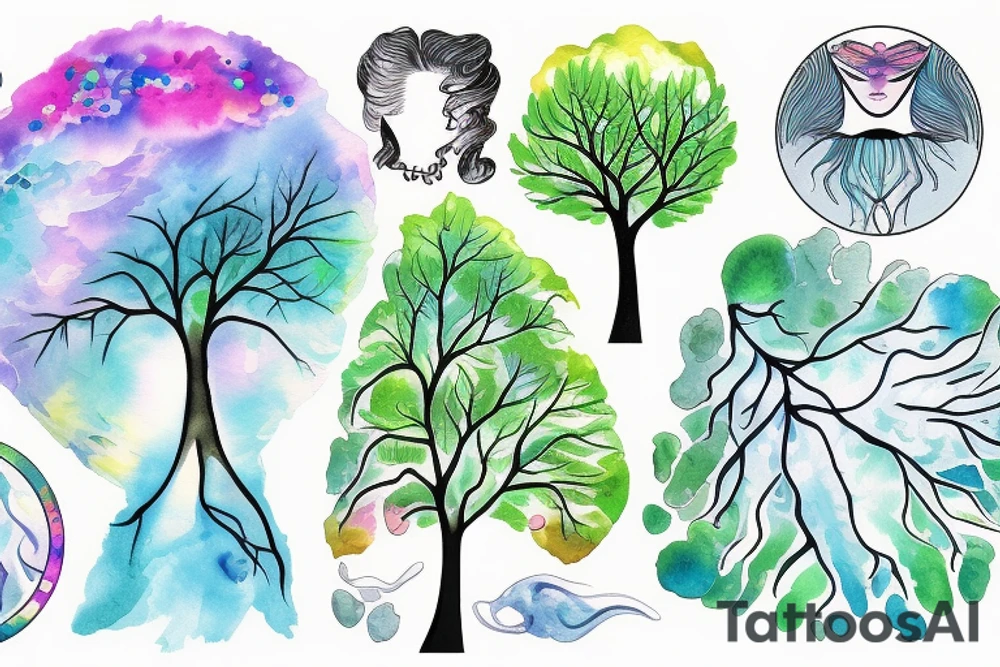 rays of light shining through a tree tattoo idea