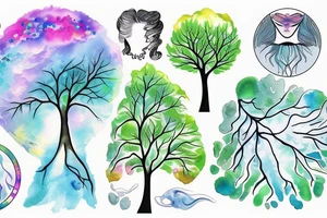 rays of light shining through a tree tattoo idea