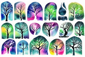 rays of light shining through a tree tattoo idea