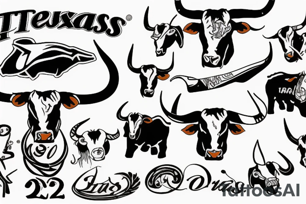 Texas Longhorns with 9/14/2020 & 8/11/ 2022 tattoo idea