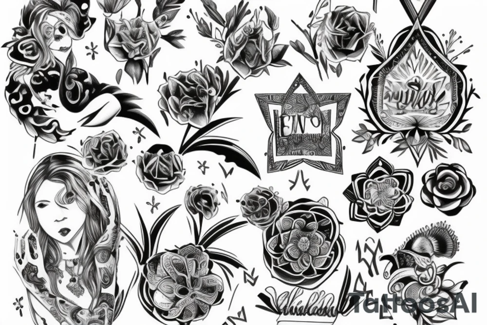 contains names Carrie Emily and Ally tattoo idea