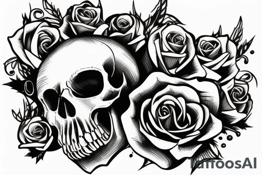 Kissing skull tattoo idea