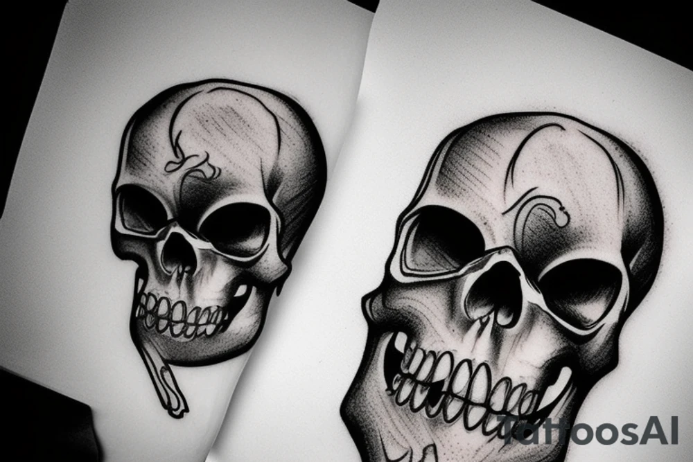 Kissing skull tattoo idea