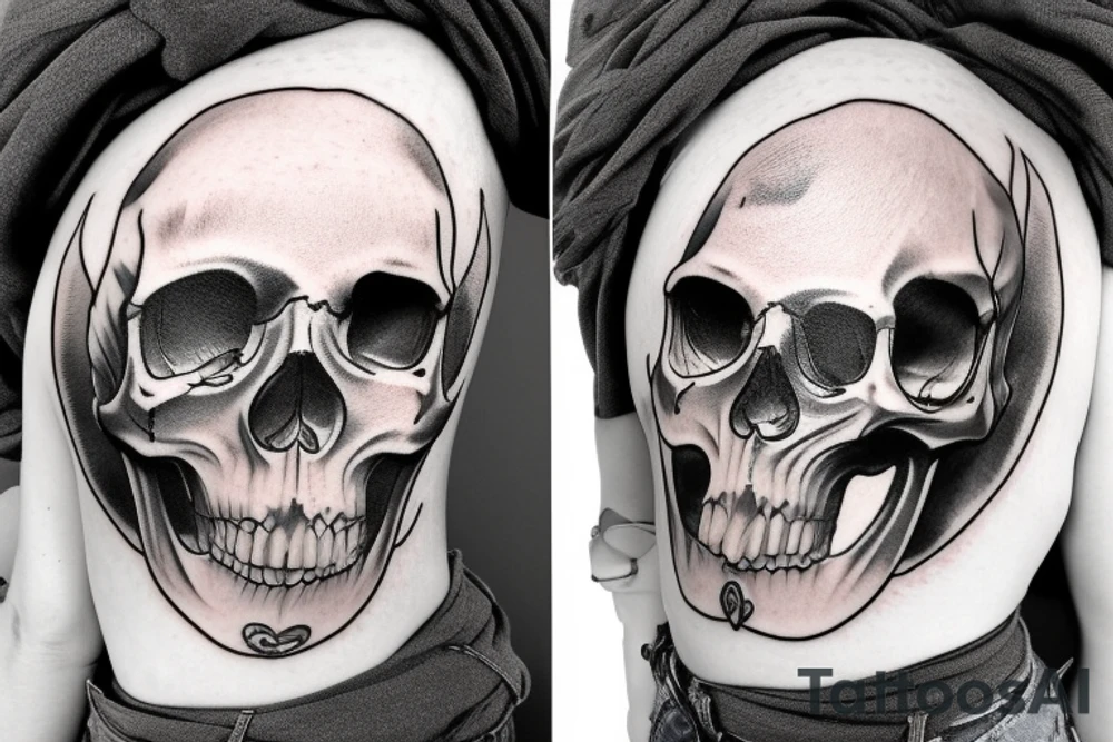 Kissing skull tattoo idea