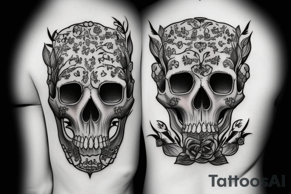 Kissing skulls tattoo idea