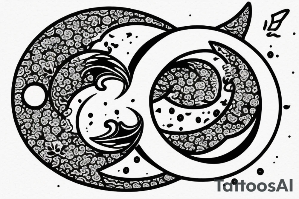 Two coy fish swimming in a circle with a crescent moon tattoo idea