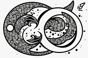 Two coy fish swimming in a circle with a crescent moon tattoo idea