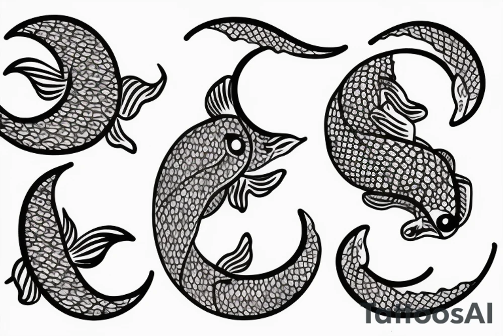 Two coy fish with a crescent moon tattoo idea