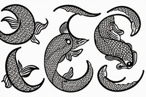 Two coy fish with a crescent moon tattoo idea