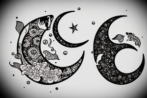 Two coy fish with a crescent moon tattoo idea
