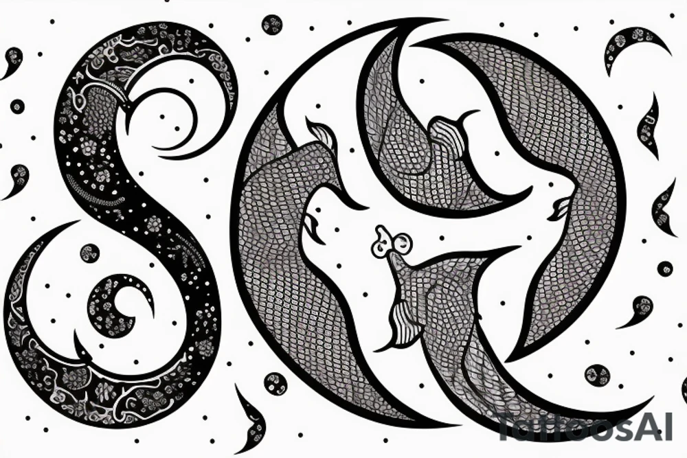 Two coy fish with a crescent moon tattoo idea