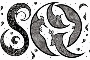 Two coy fish with a crescent moon tattoo idea