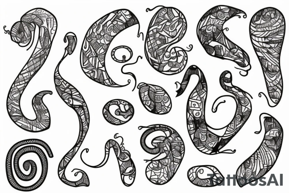 Squiggly long lines tattoo idea
