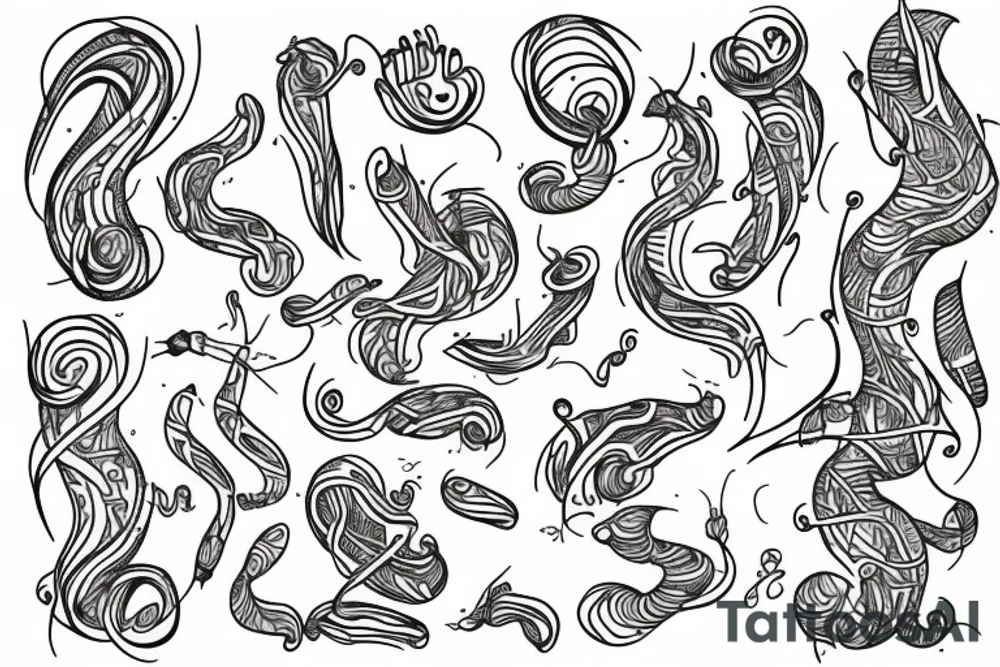 Squiggly long lines abstarct tattoo idea