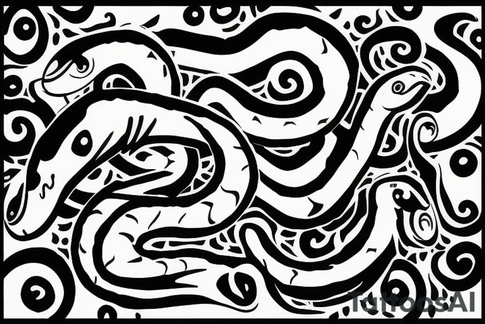 Squiggly long lines abstarct snake tattoo idea