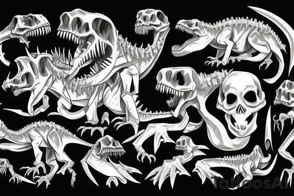 Evil dinosaur skeleton tattoo idea