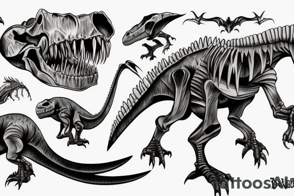 Evil dinosaur skeleton tattoo idea