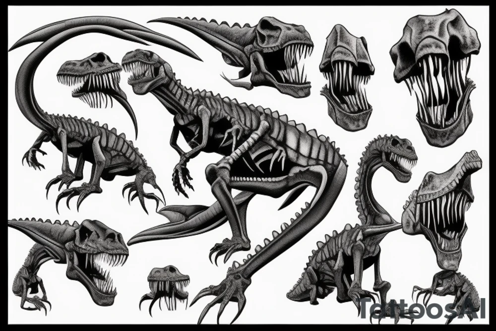 Evil dinosaur skeleton tattoo idea