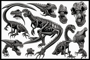 Evil dinosaur skeleton tattoo idea