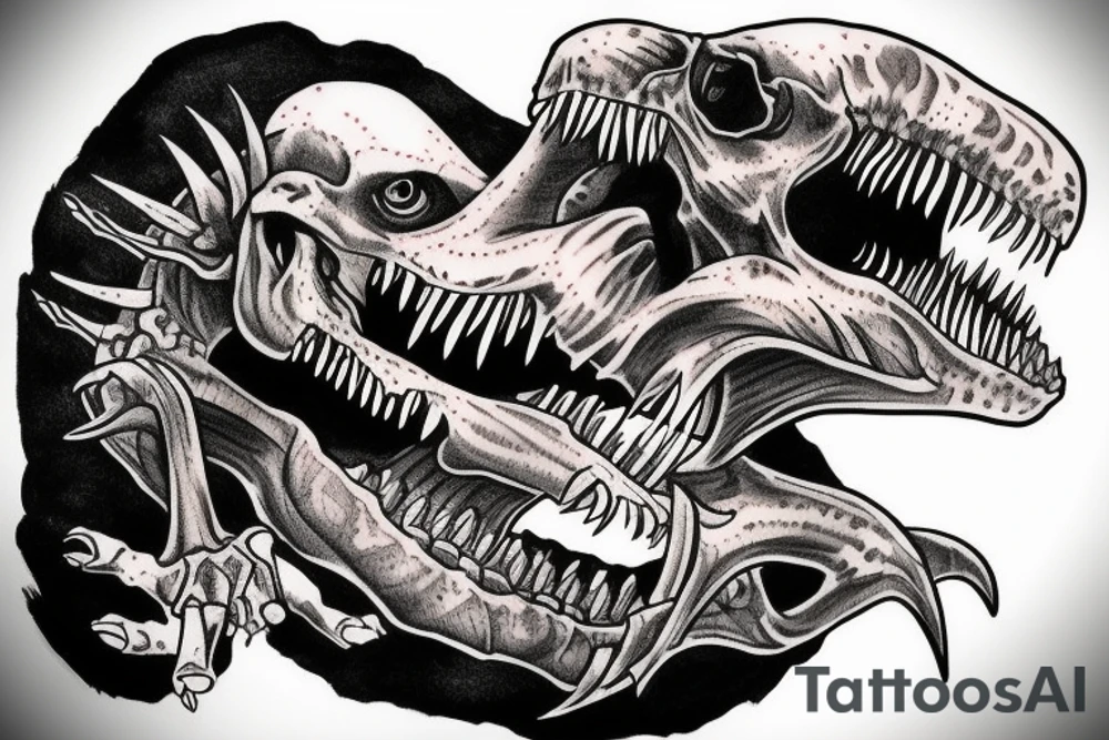 Evil dinosaur skeleton tattoo idea