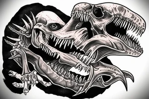 Evil dinosaur skeleton tattoo idea