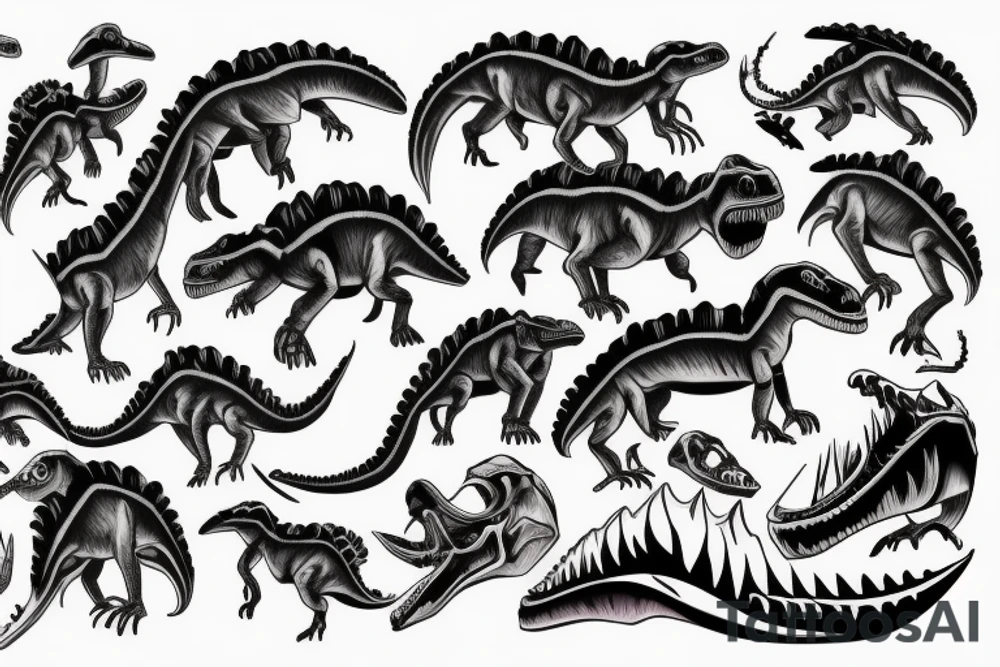 Evil dinosaur skeleton tattoo idea