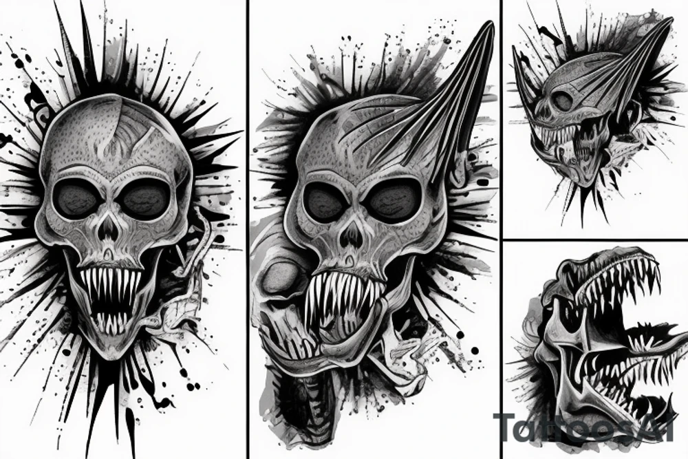 Evil dinosaur skeleton tattoo idea