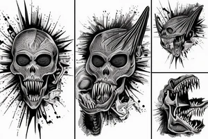 Evil dinosaur skeleton tattoo idea