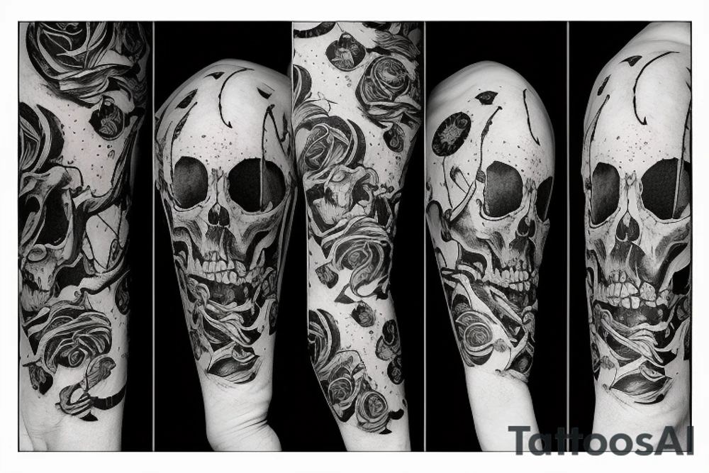 Devil skull with dark matter around tattoo idea