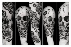 Devil skull with dark matter around tattoo idea