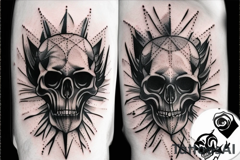 Devil skull with dark matter around tattoo idea